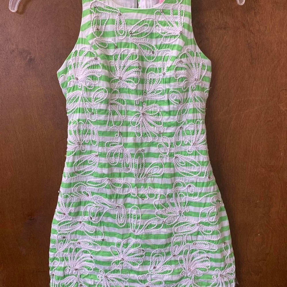 Lilly Pulitzer 00 We Will Go Mini Dress Embroidered Cotton Sheath Sleeveless EUC